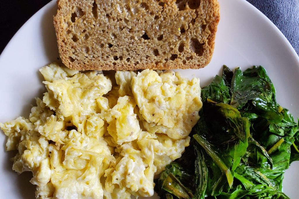 Good Ole' Fashioned Eggs, Beet Greens & Toast Healthy Breakfast Recipe